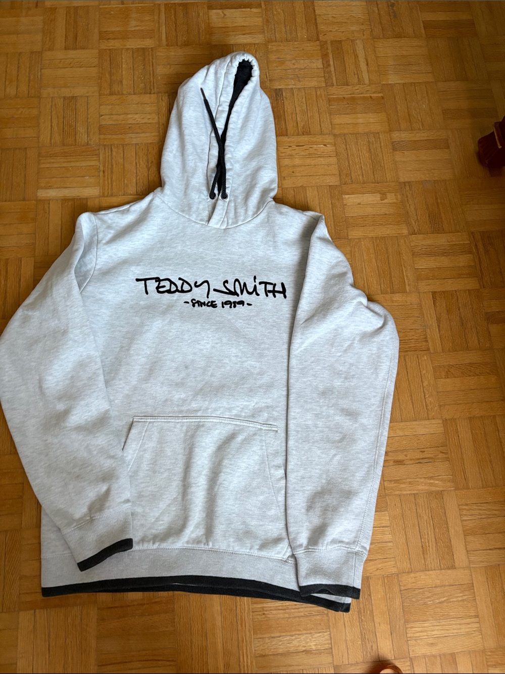 Teddy Smith Light Gray Hoodie with Script Logo